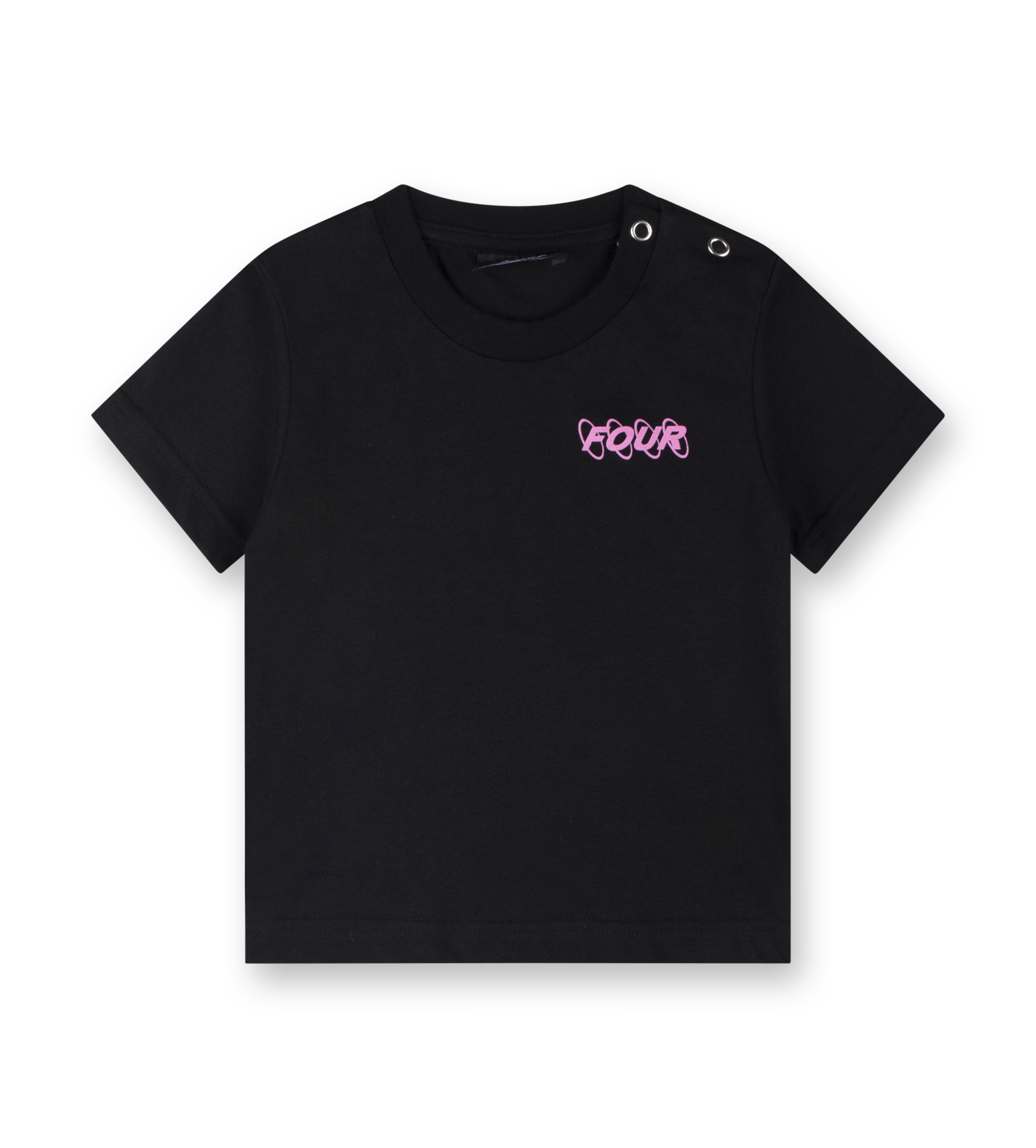 Baby Pink Circles Logo T-shirt Black