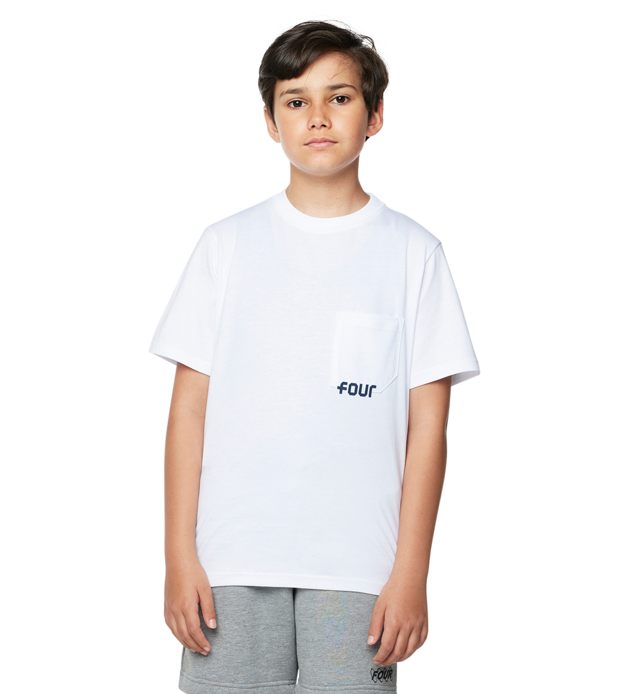 Four Kids Logo Pocket Tee White