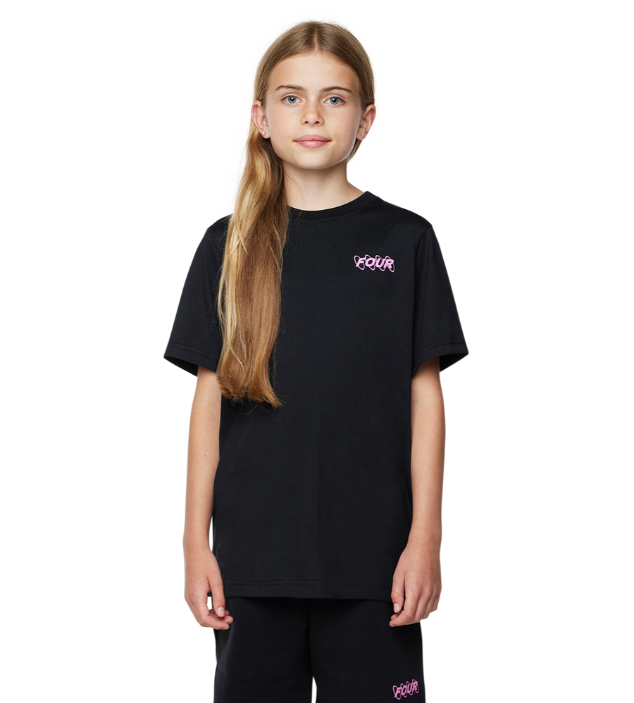 Pink Circles Logo T-shirt Black