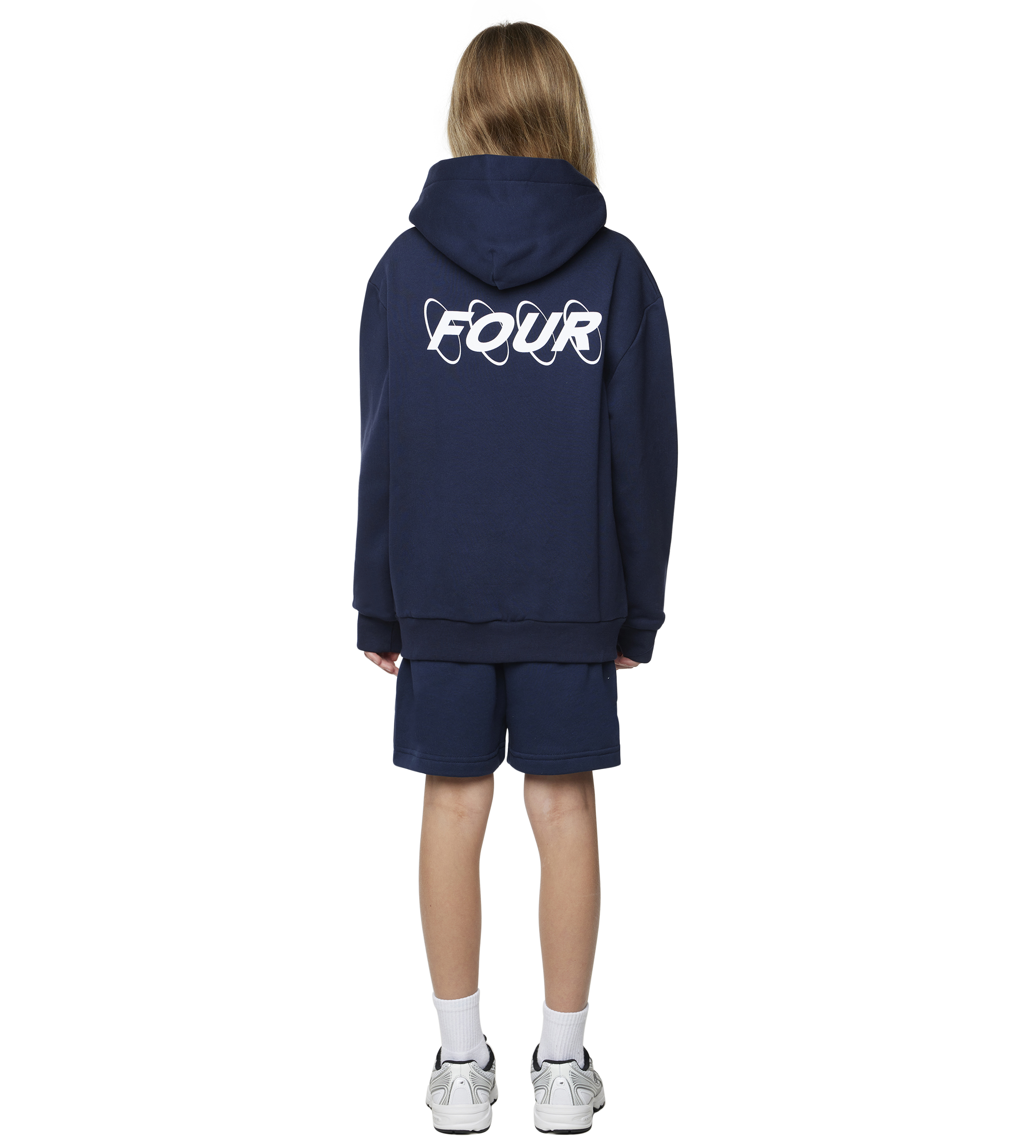 Circles Hoodie met rits en logo marineblauw