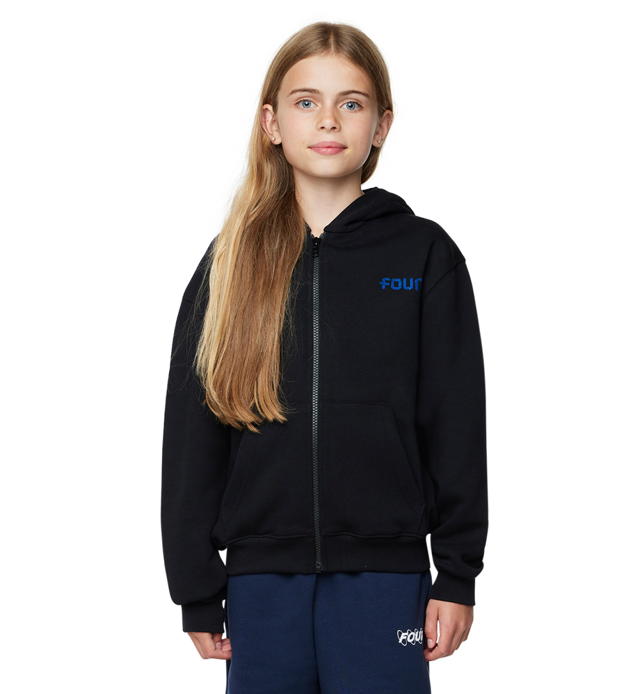 Scan Logo Zip Up Hoodie Black/ Princess Blue