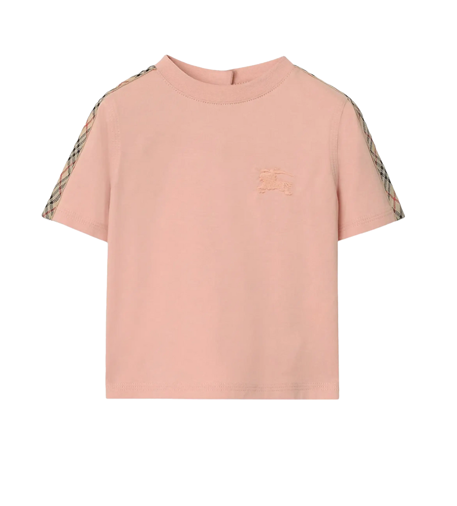 Burberry Pink Jersey T-shirt with Check Trim in Pink (Baby)