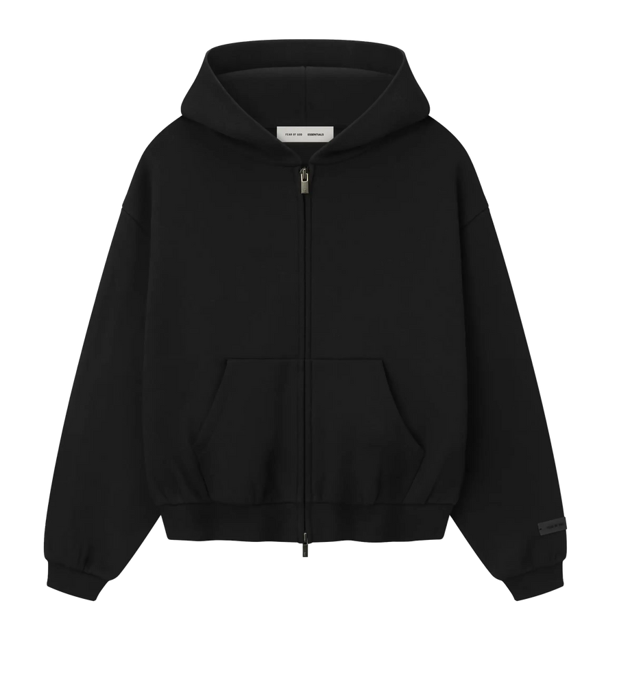 Essentials Classic Fleece Zip Up Hoodie in Jet Black (Kids)
