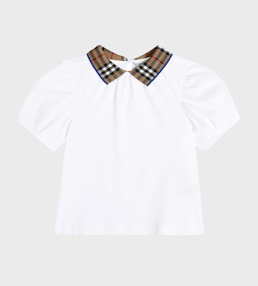 Baby Check Collar Polo Shirt White