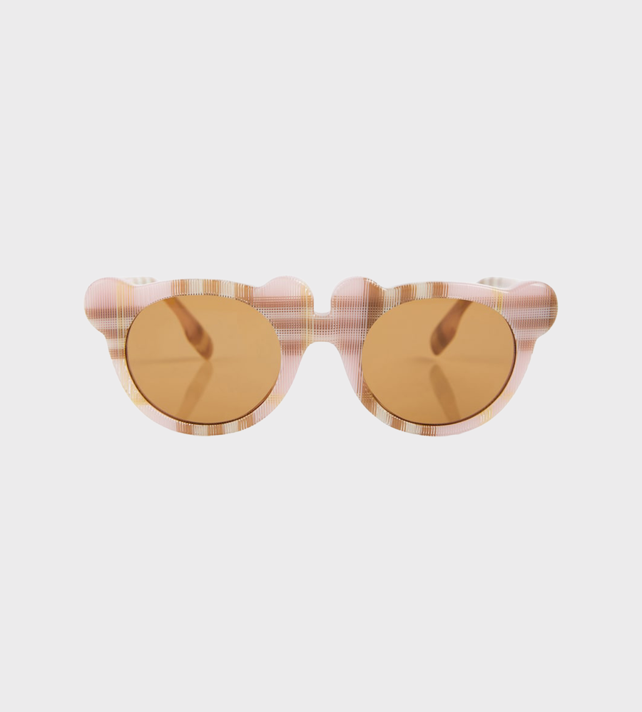 Vintage Check Teddy Bear Frame Sunglasses Pink
