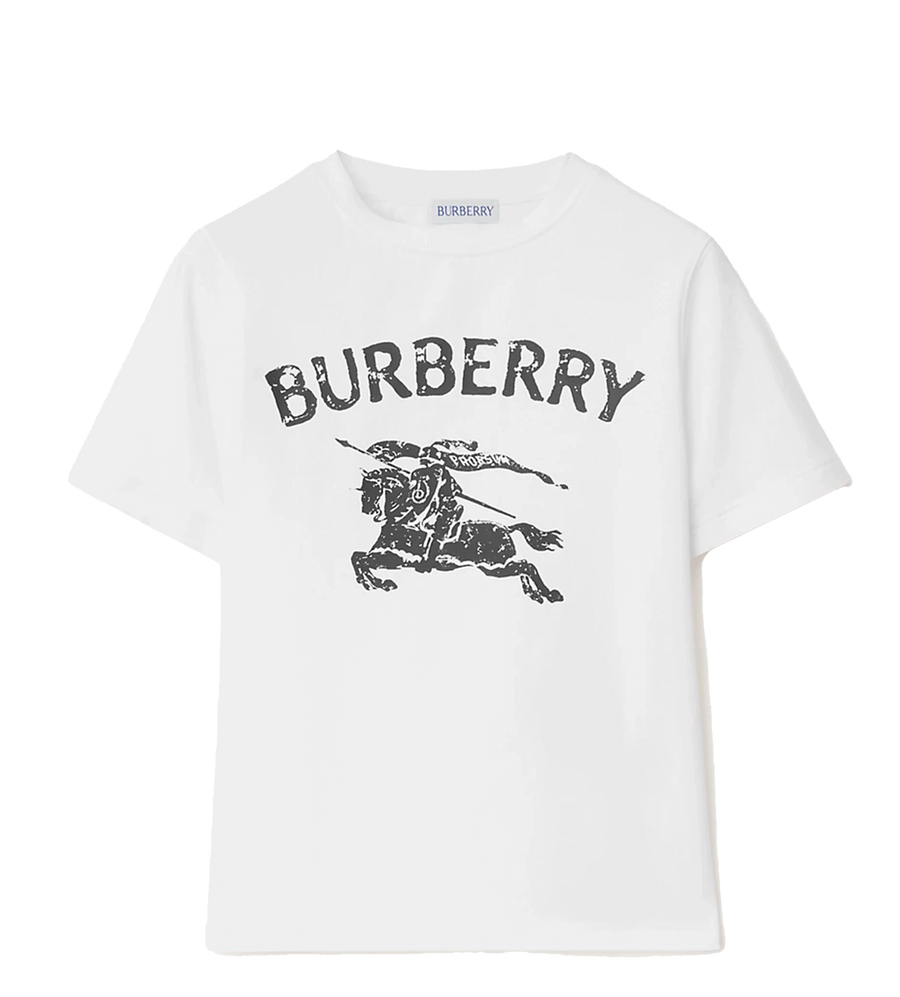 Burberry EKD Stretch Cotton T-Shirt in White (Kids)