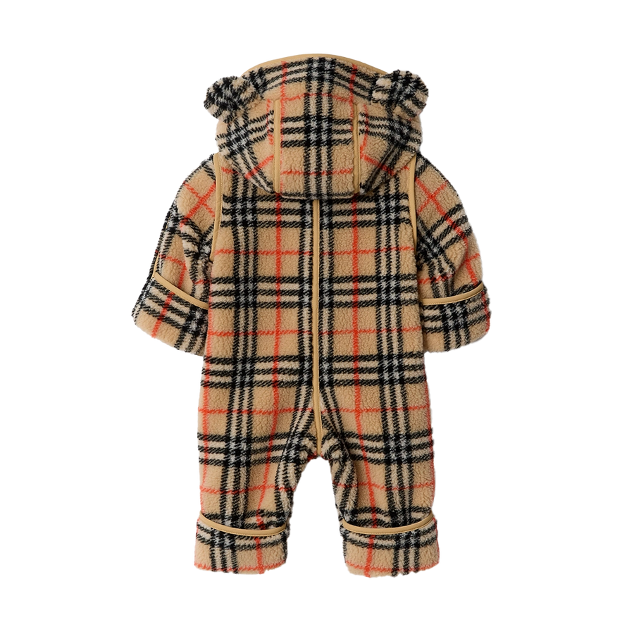 Baby Jacquard Knit Soft Fleece Jumpsuit in Beige
