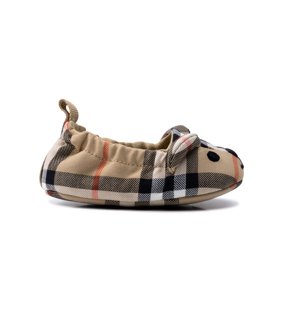 Burberry Thomas Bear Check Cotton Booties Sand Beige