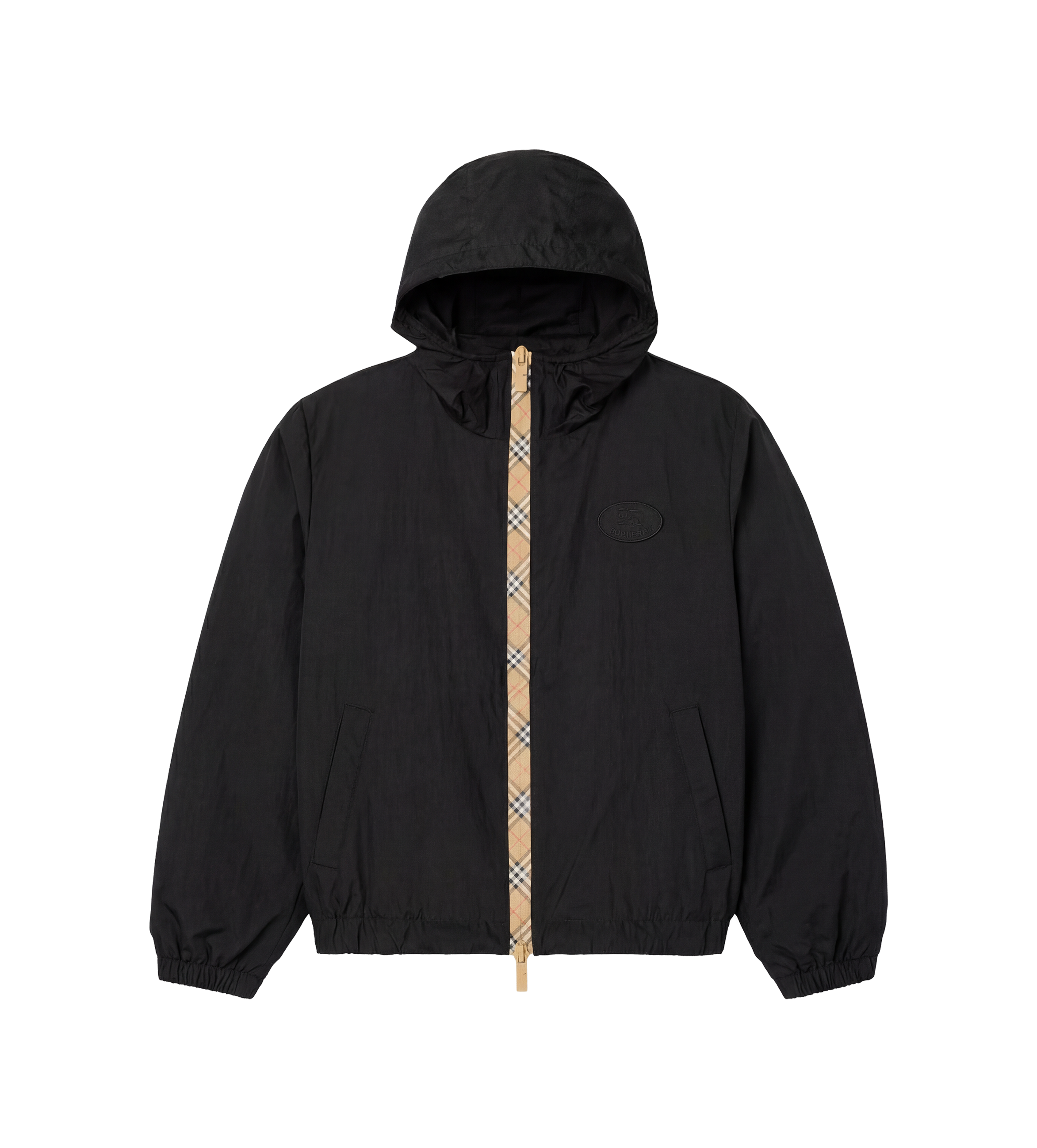 Burberry Jack met capuchon voor kinderen met geruite tape in zwart