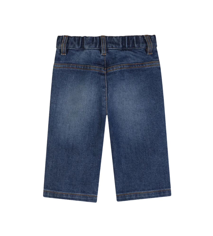 Jeans met Geborduurd Logo en Opgestikte Zakken Blauw