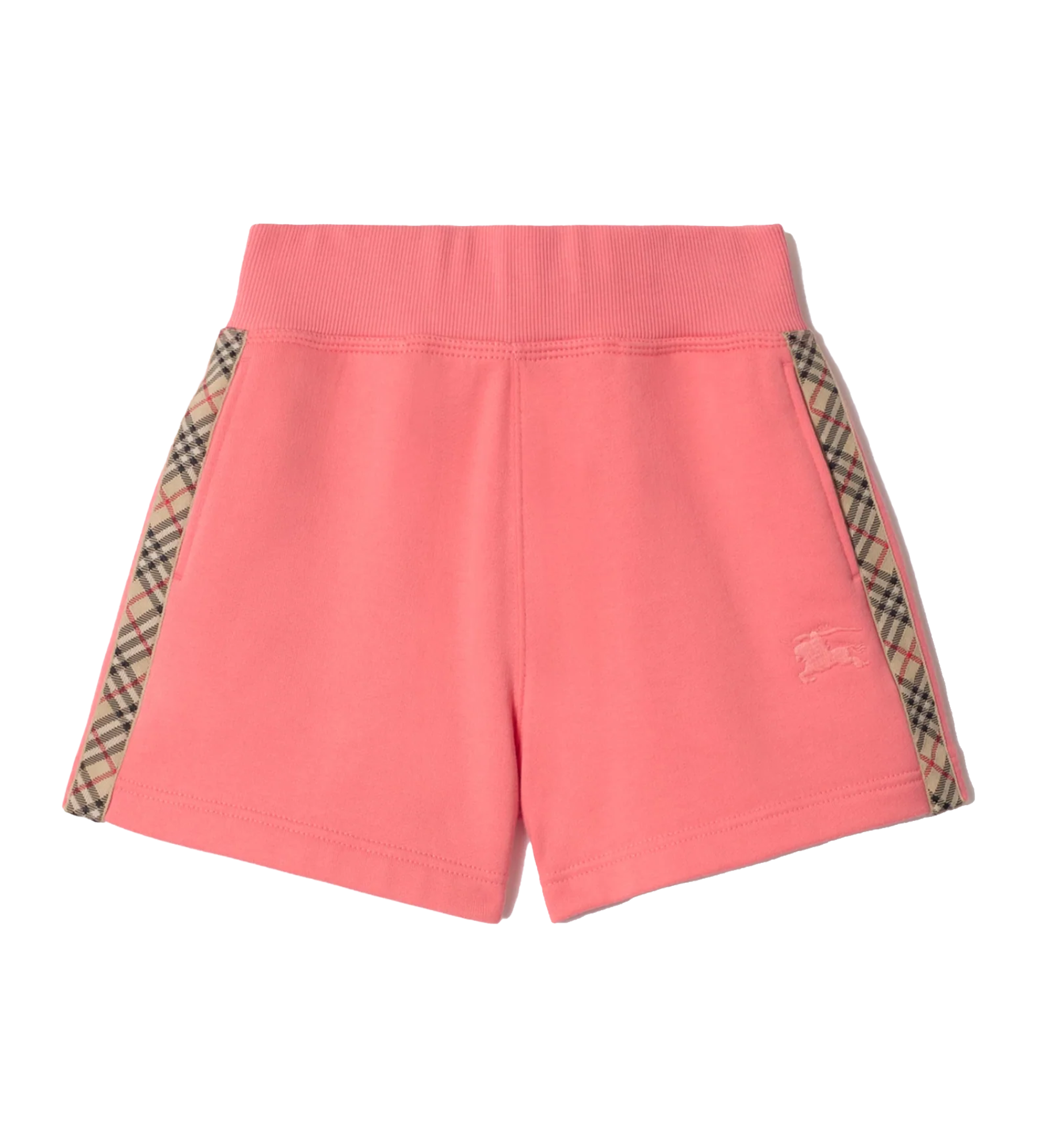 Burberry Check Trim Cotton Shorts in Pale Hibiscus (Kids)
