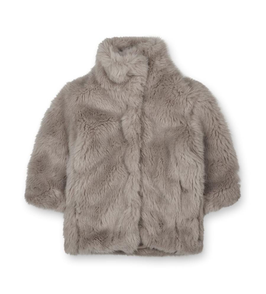 Gray fur coat on a white background