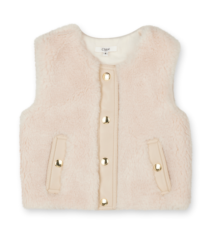 Chloé Faux Shearling Gilet in Soft Pink (Kids)