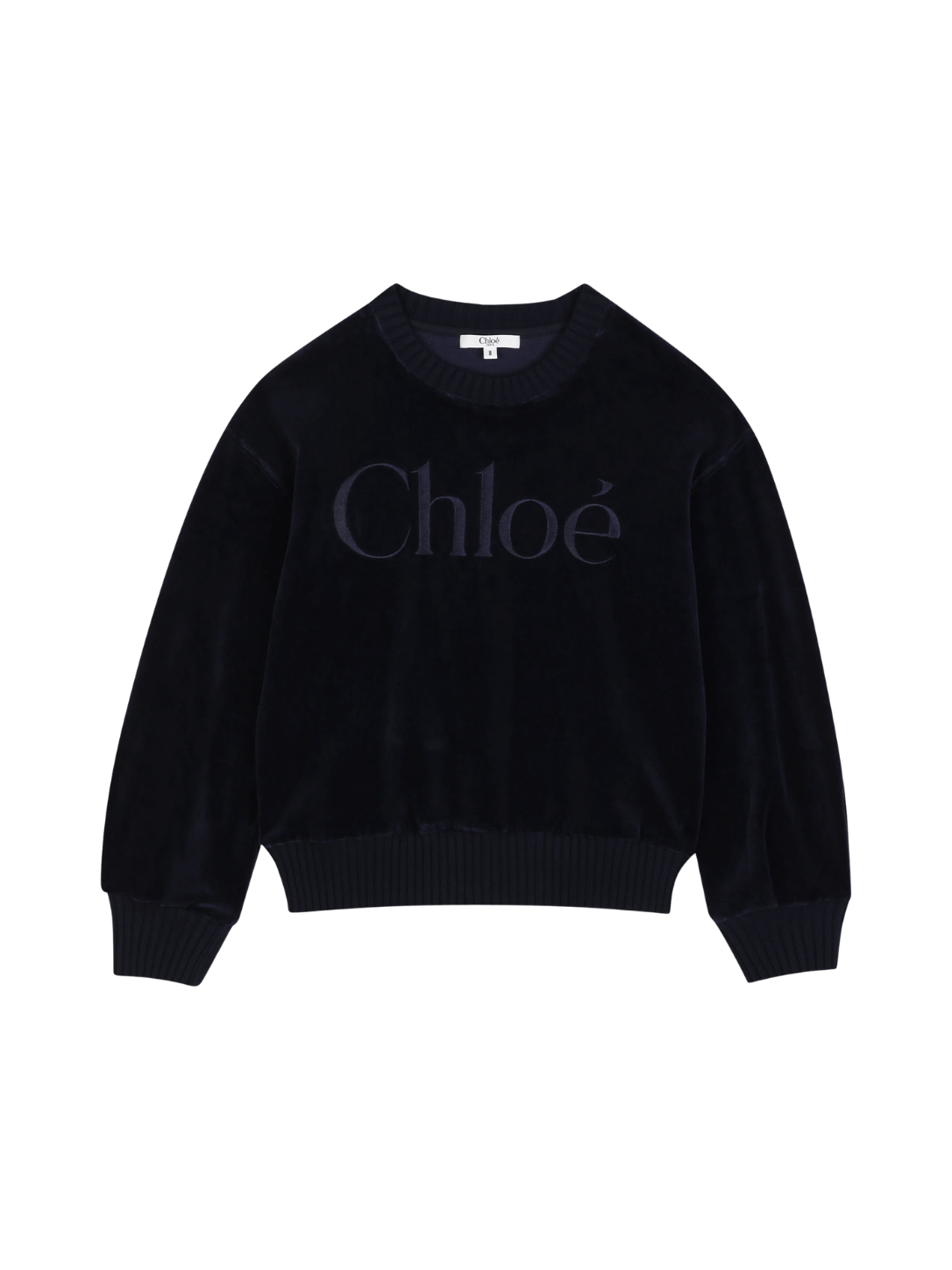Kids Sweatshirt Katoen Velvet met logoborduurwerk Blauw