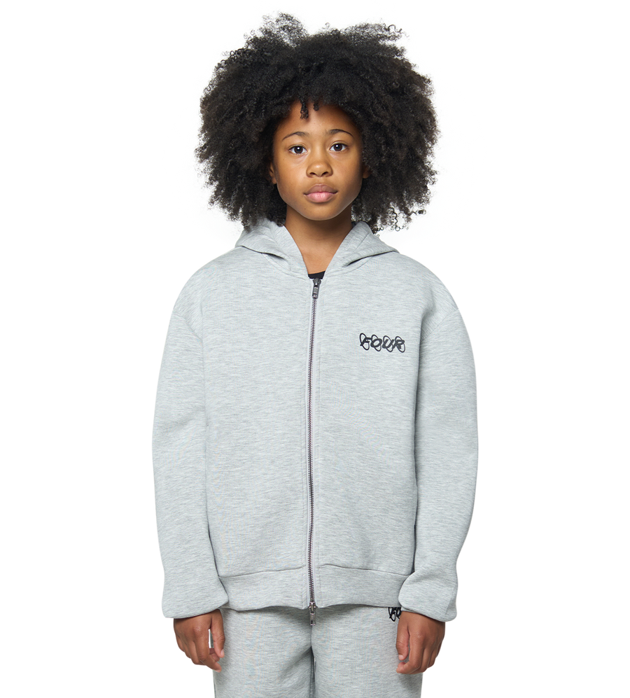 Circles Scuba Zip Up Hoodie Vest Grey Melange