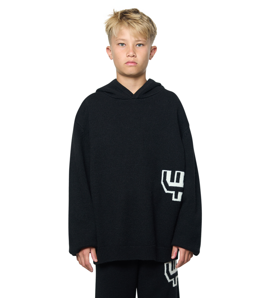 Knitted Hoodie Black/ White