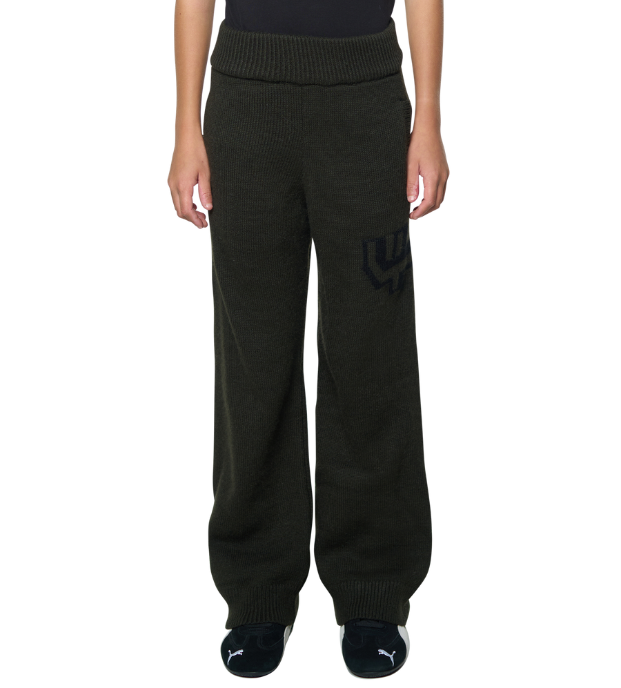 Knitted Pants Dark Green/ Black