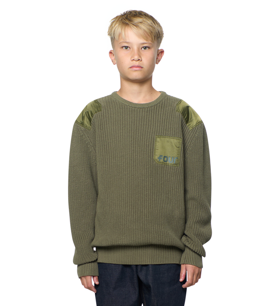 Logo Knitted Crewneck Nylon Moss Green
