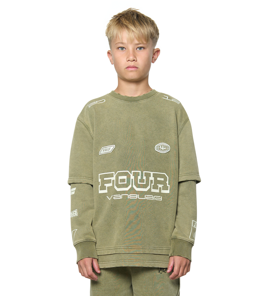 Race Comp Longsleeve Washed Moss Green/ Cannoli