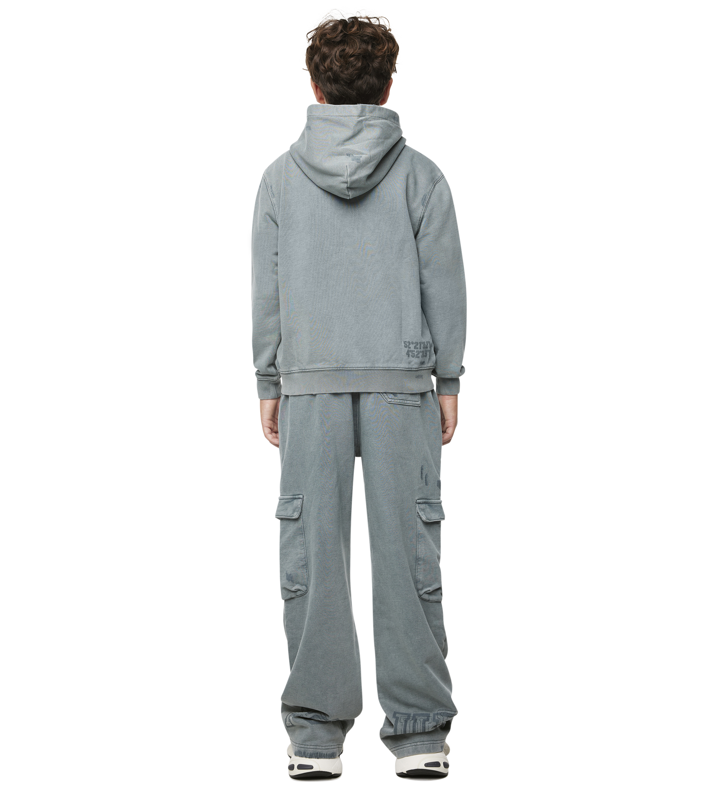 Arch Zip Up Hoodie Washed Grijs