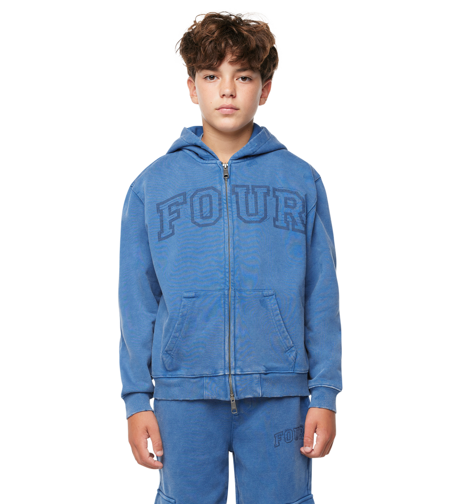 Arch Zip Up Hoodie Washed Blauw