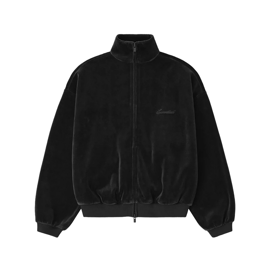 Essentials Velour Classic Track Jacket in Vintage Black (Kids)