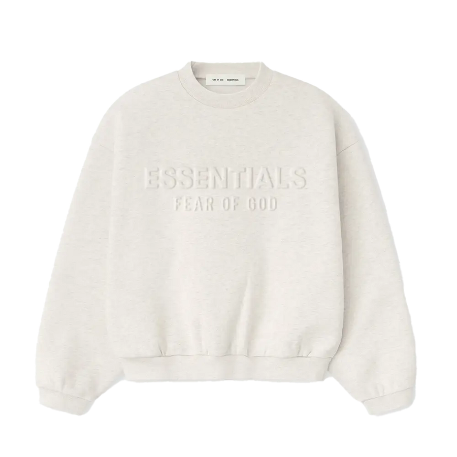 Essentials Embossed Classic Crewneck Sweatshirt in Oatmeal Heather (Kids)