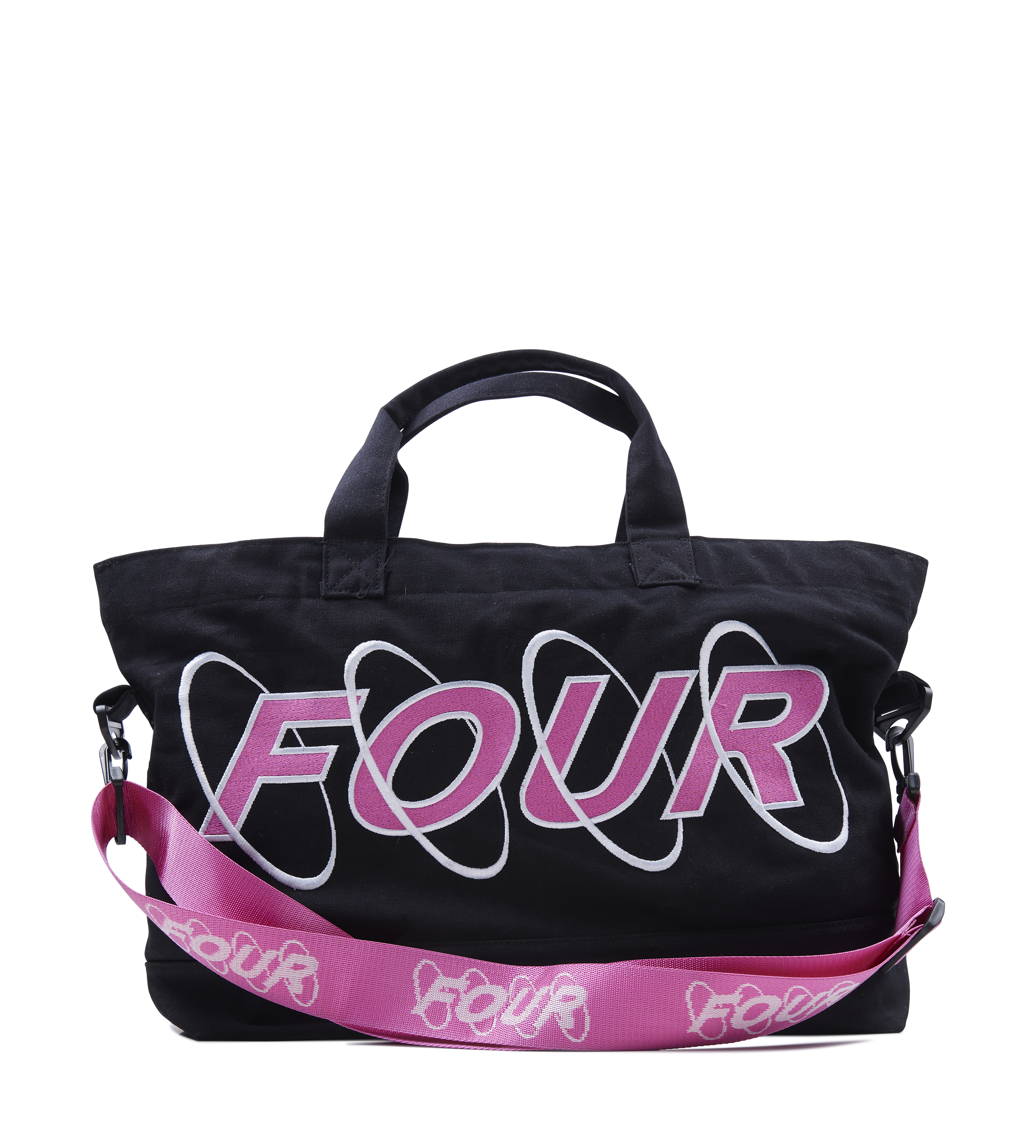 Circles Embroidery Shopper White/ Pink