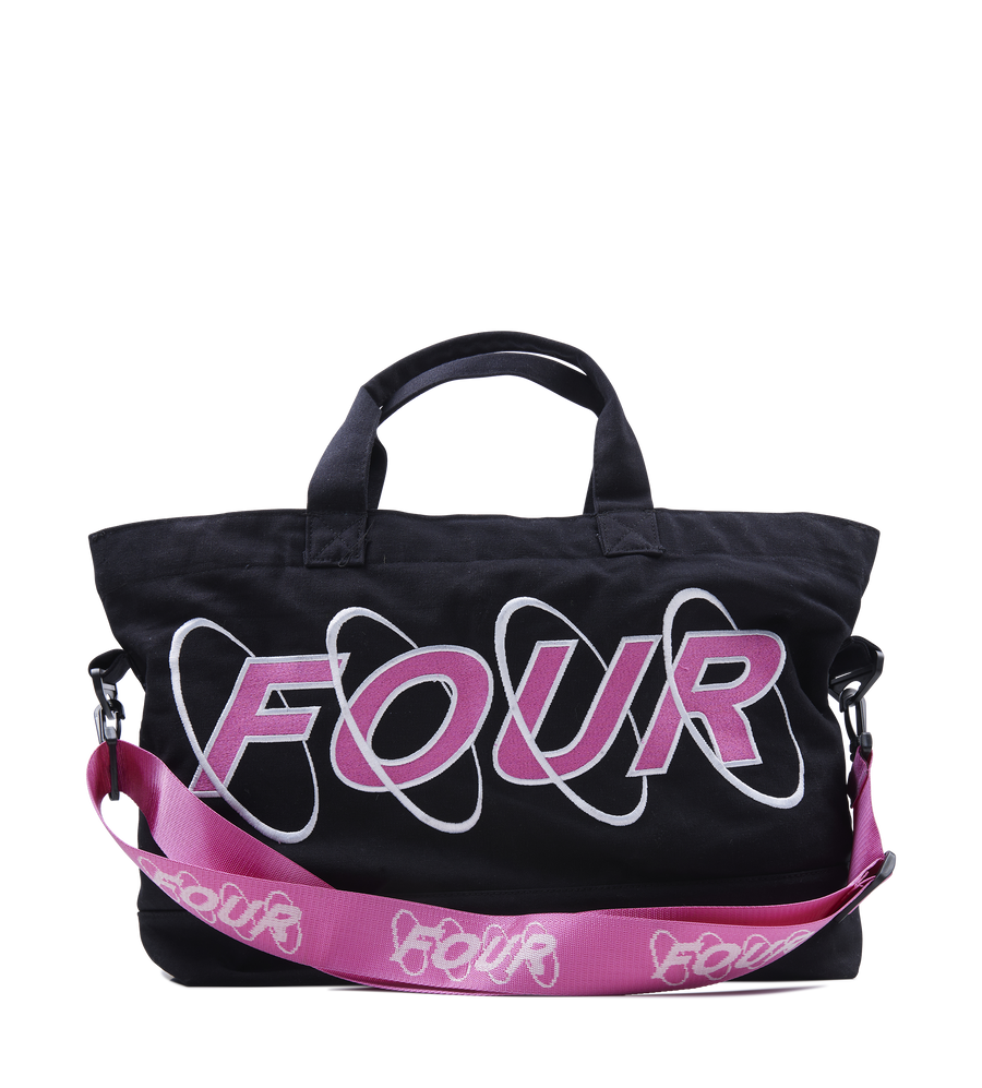 Circles Embroidery Shopper Medium White/ Pink