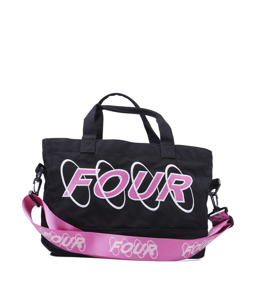 Circles Embroidery Shopper Small White/ Pink