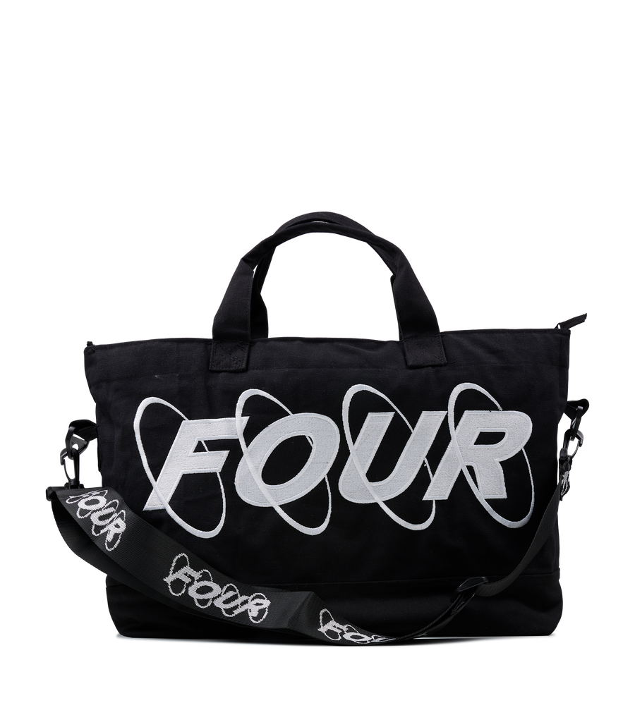 Circles Embroidery Shopper White