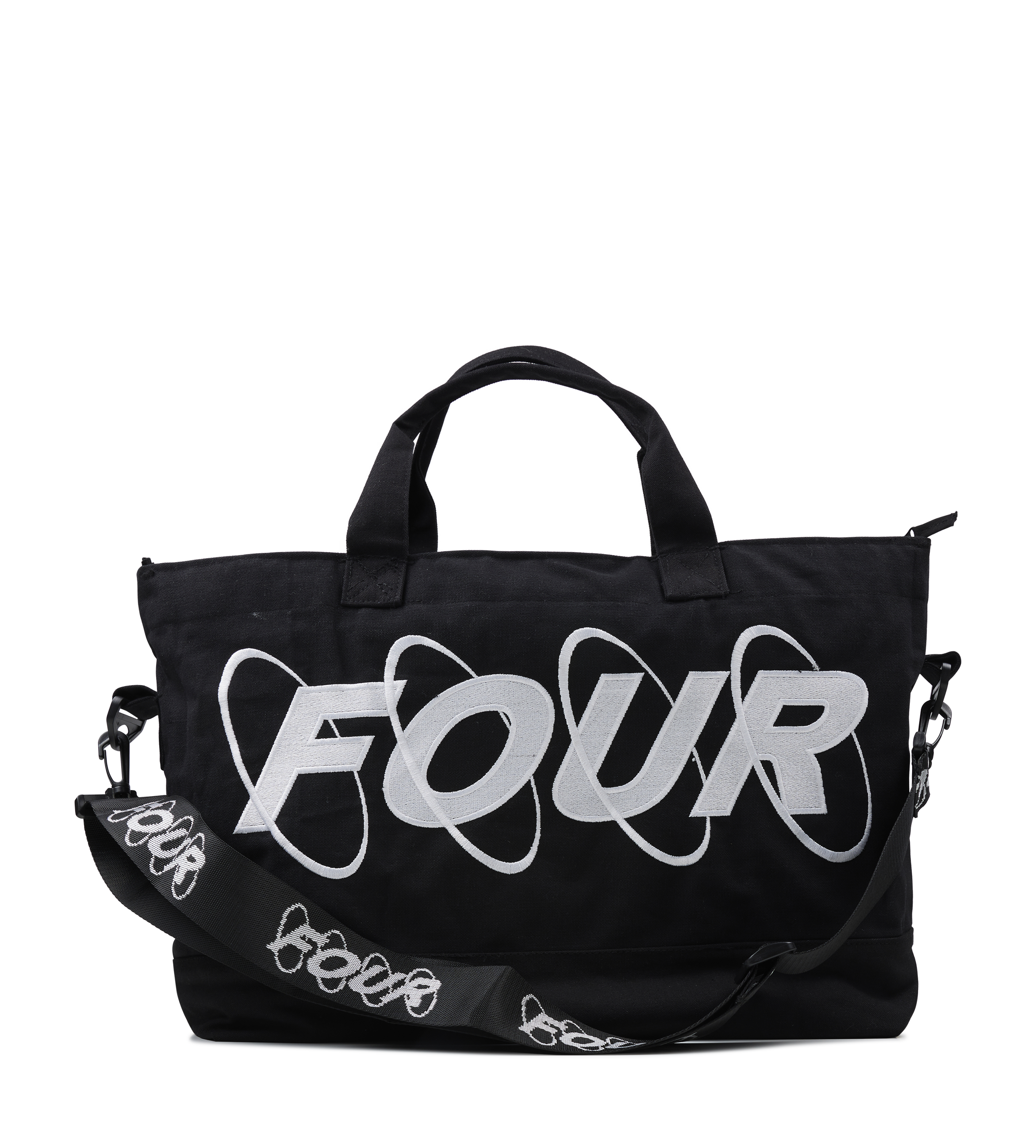 Circles Embroidery Shopper White