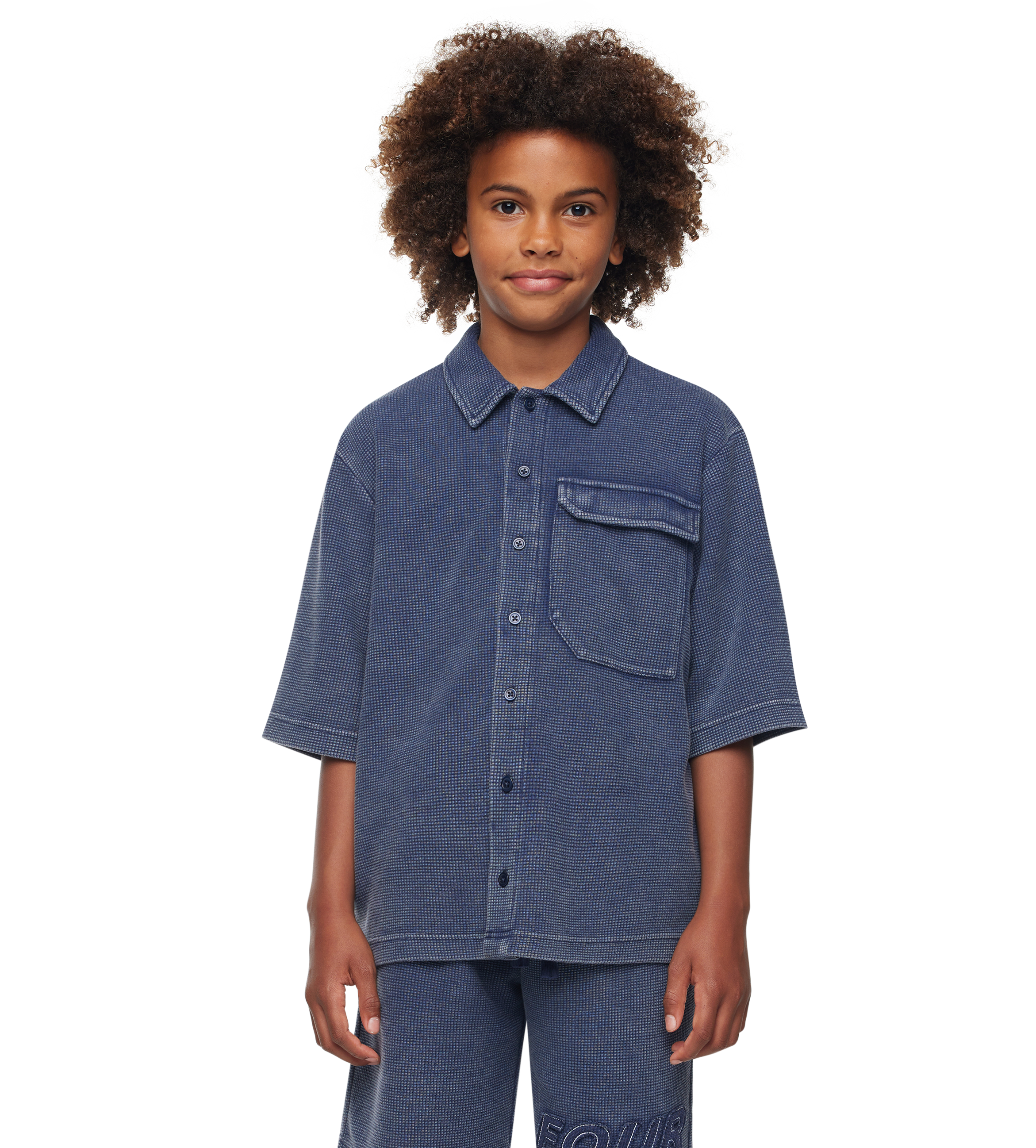 Reconstructed Circles Bowling Shirt Donkerblauw