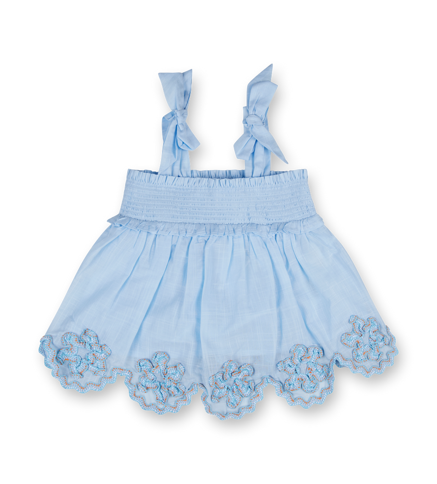 Zimmermann Cascadian Ric Rac Cotton Top Dusty Blue