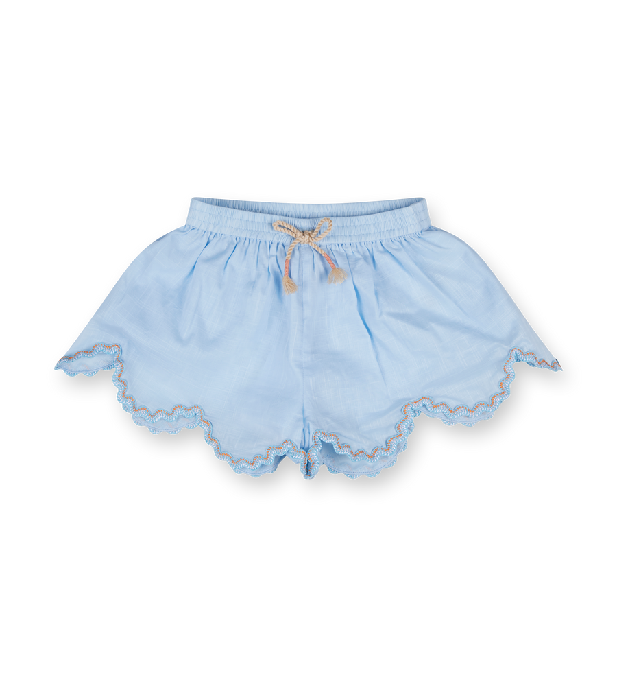 Zimmermann Cascadian Ric Rac Cotton Shorts Dusty Blue