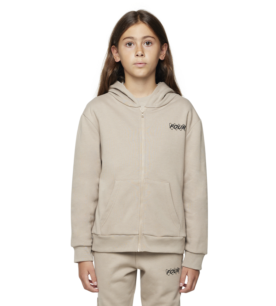 Circles Logo Zip Up Hoodie Vintage Khaki