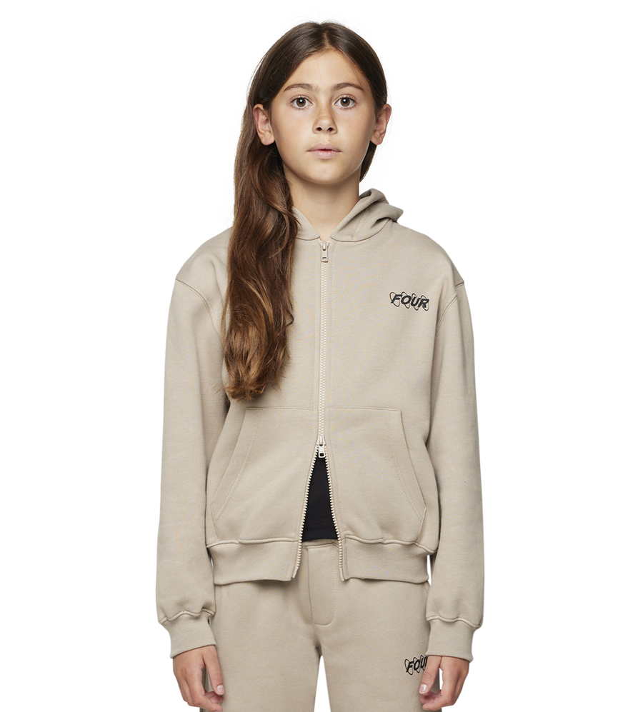 Circles Boxy Zip Up Hoodie Vintage Khaki