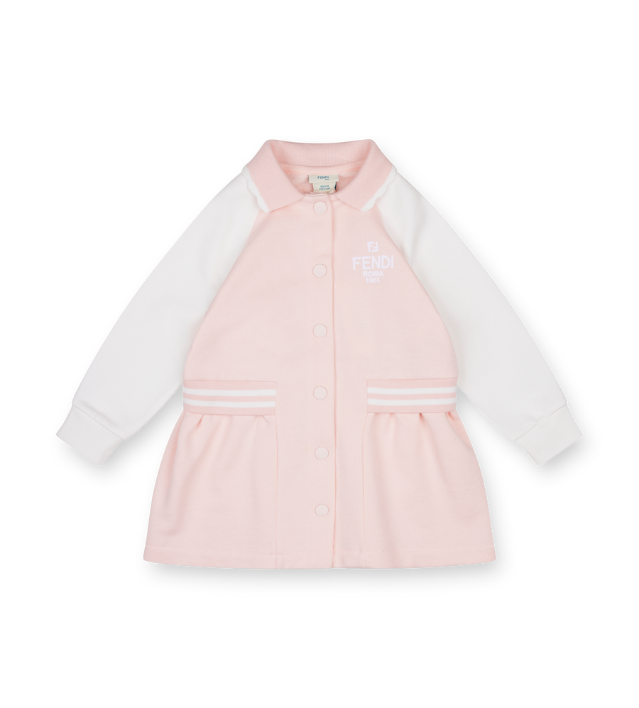 Fendi Button Up Varsity Dress in Pink & White (Baby)