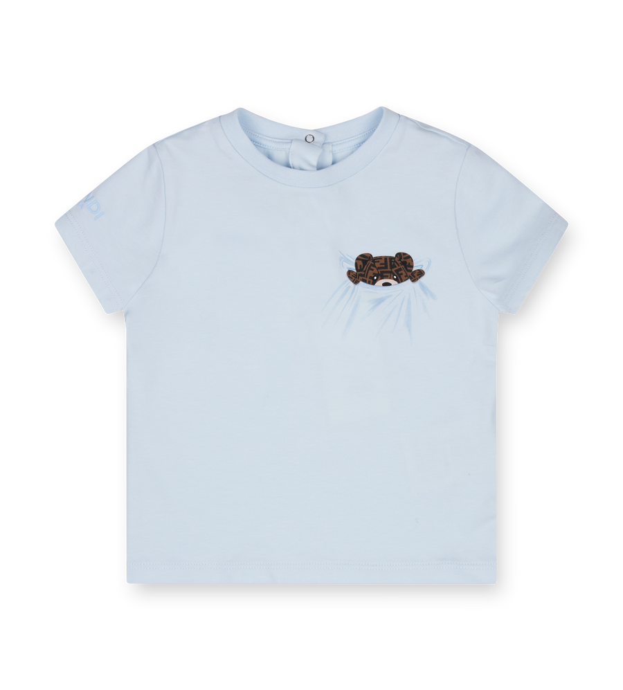 Fendi Jersey Baby T-Shirt in Light Blue (Baby)
