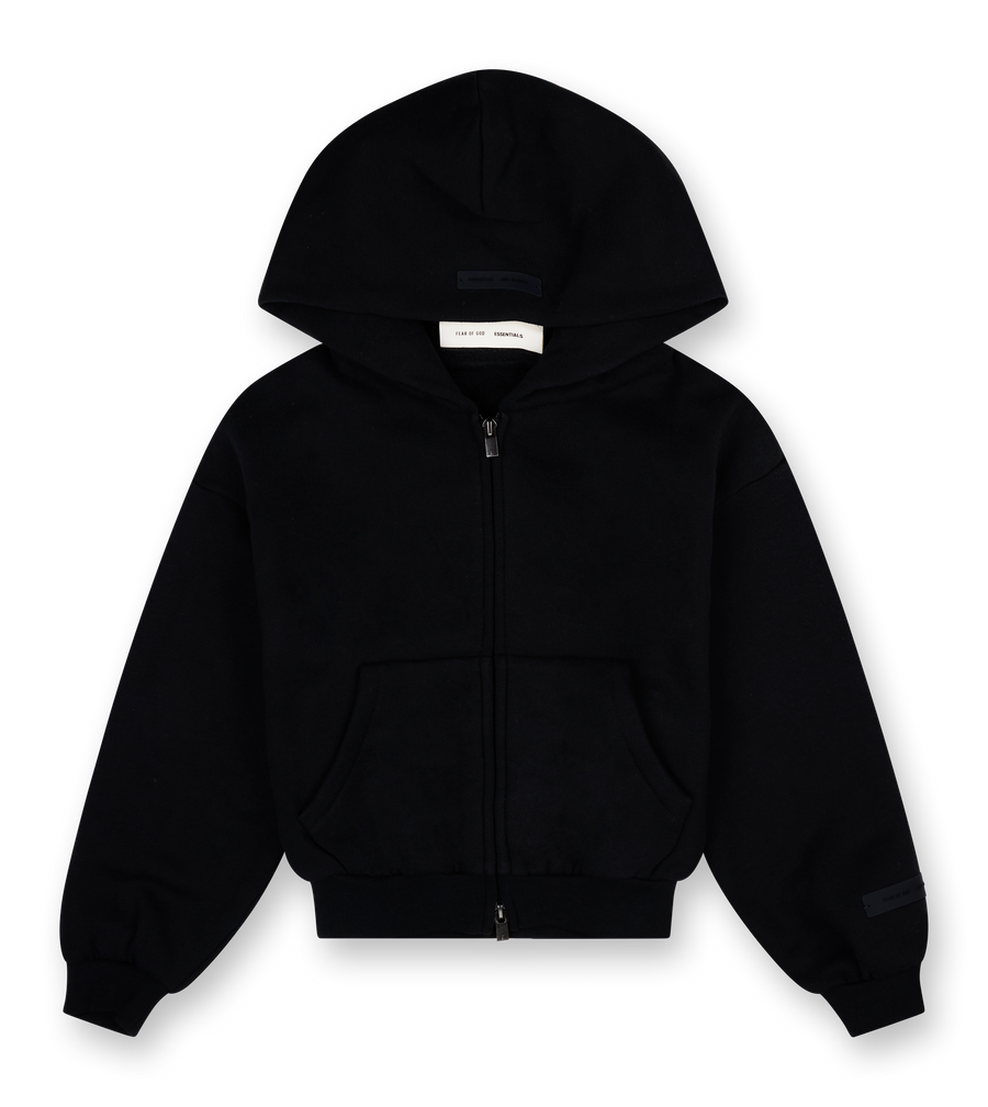 Essentials Classic Fleece Zip Up Hoodie in Jet Black (Kids)
