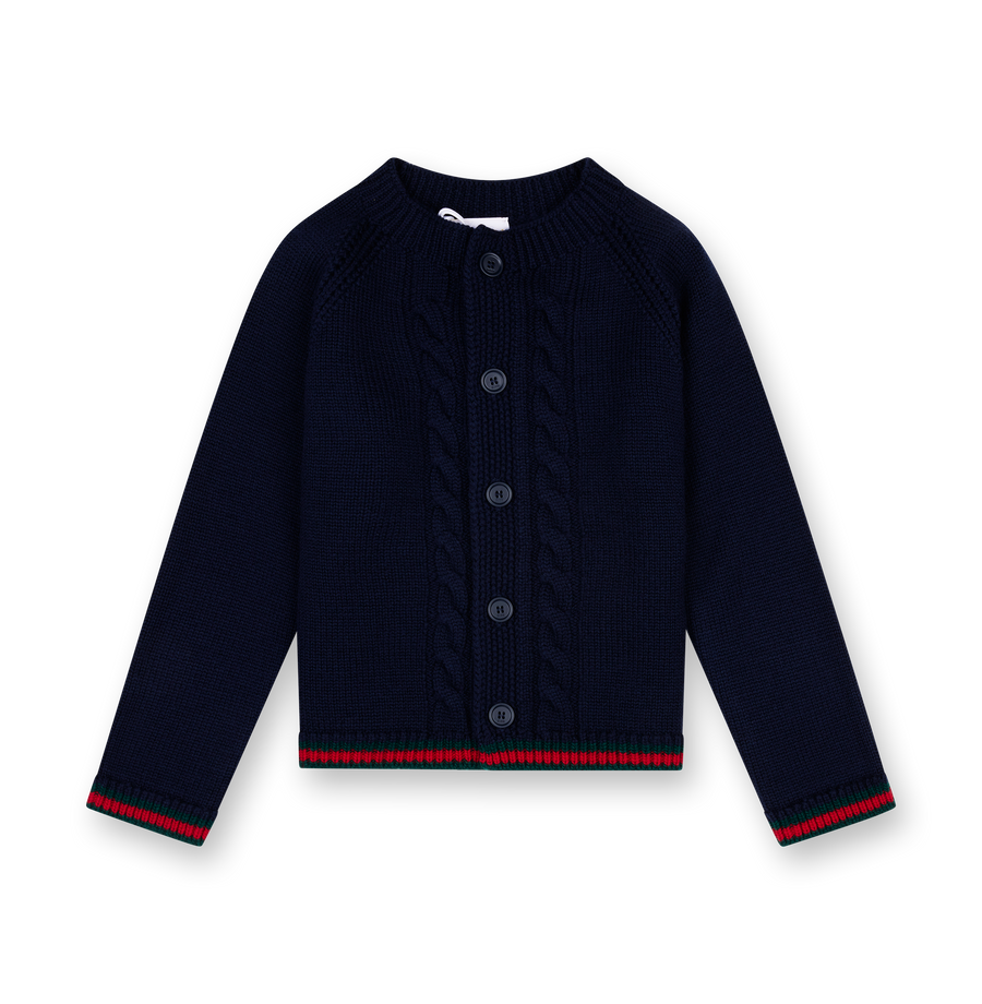Gucci Baby Wool Cardigan with Web in Dark Blue (Baby)