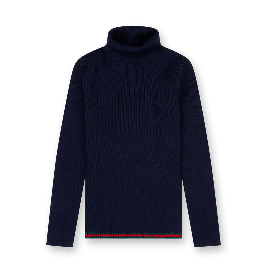 Gucci Children's Ribbed Wool Sweater in Dark Blue