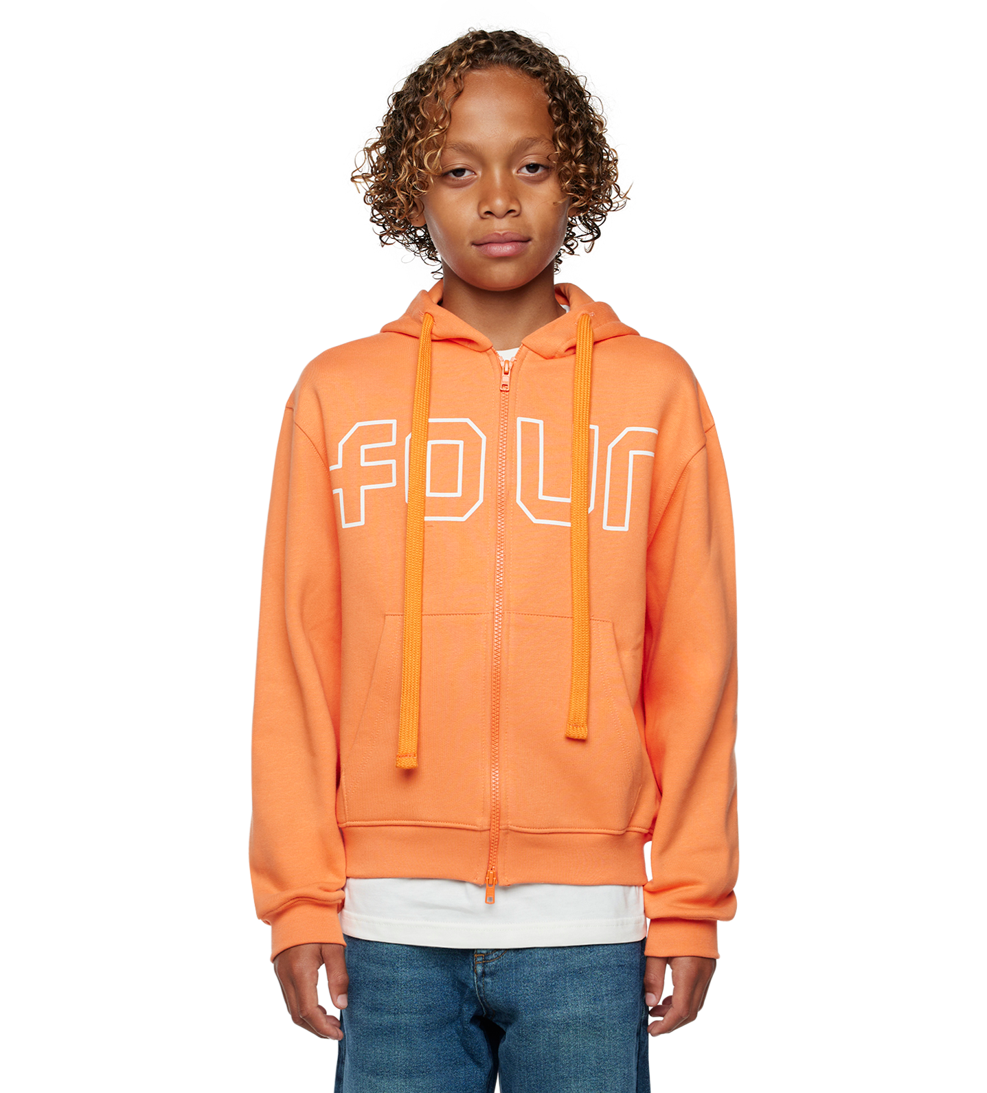 Outline Zip Up Hoodie stoffig oranje/cannoli