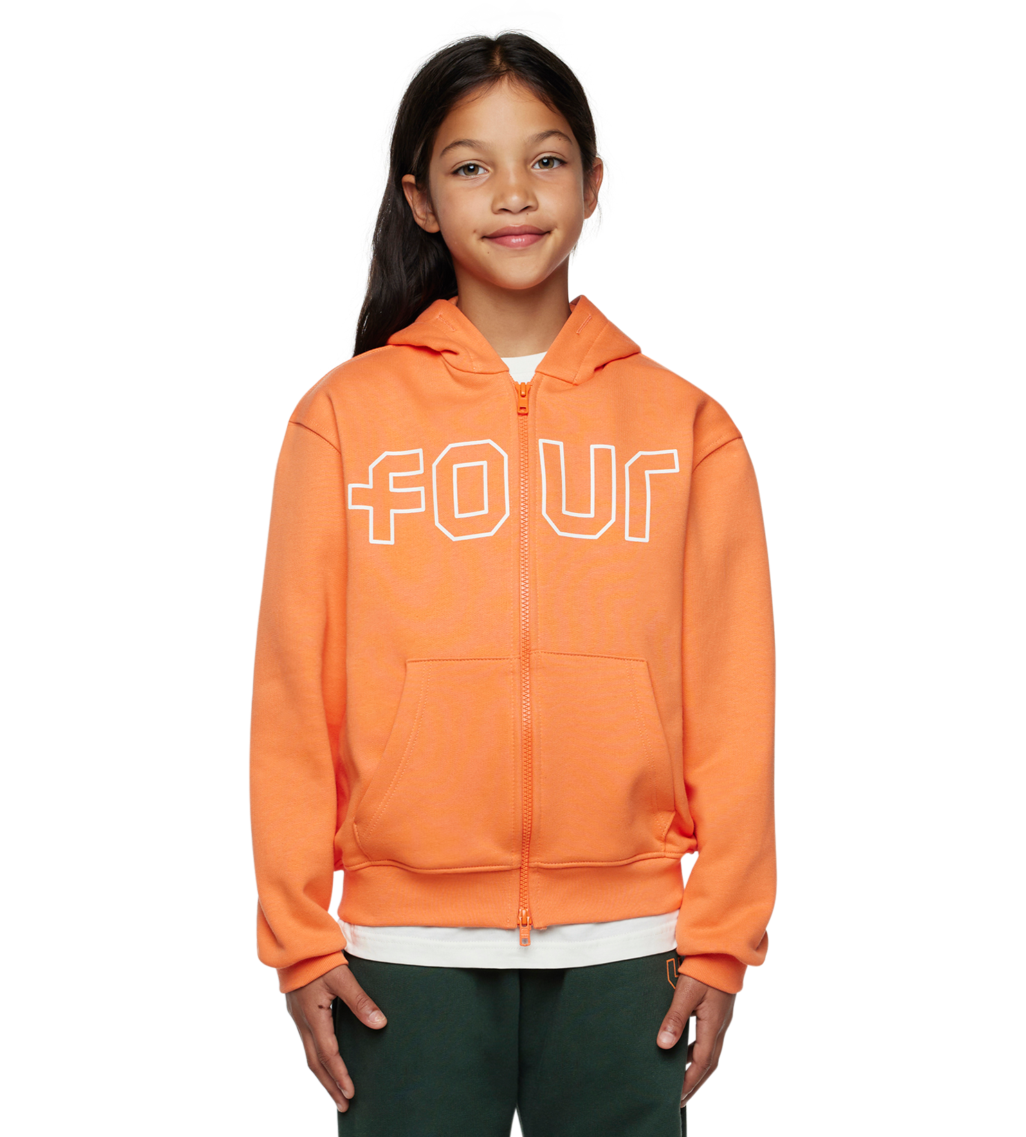 Outline Zip Up Hoodie stoffig oranje/cannoli