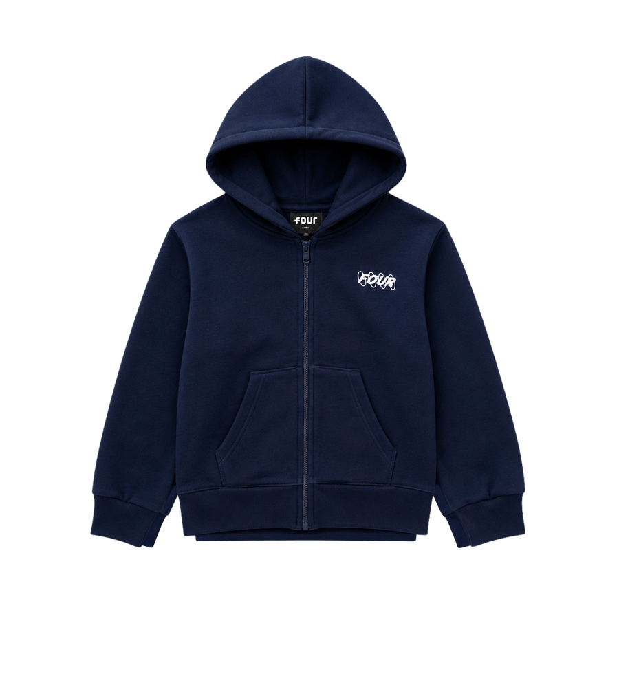 Circles Hoodie met rits en logo marineblauw
