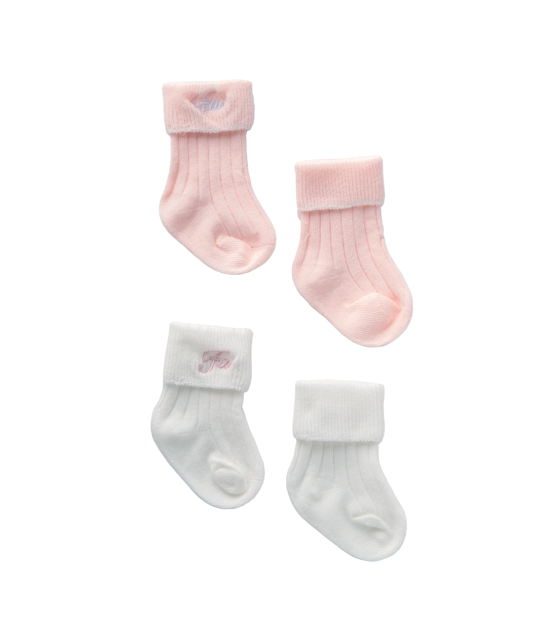 Babysokjes 2-pack Wit & Roze