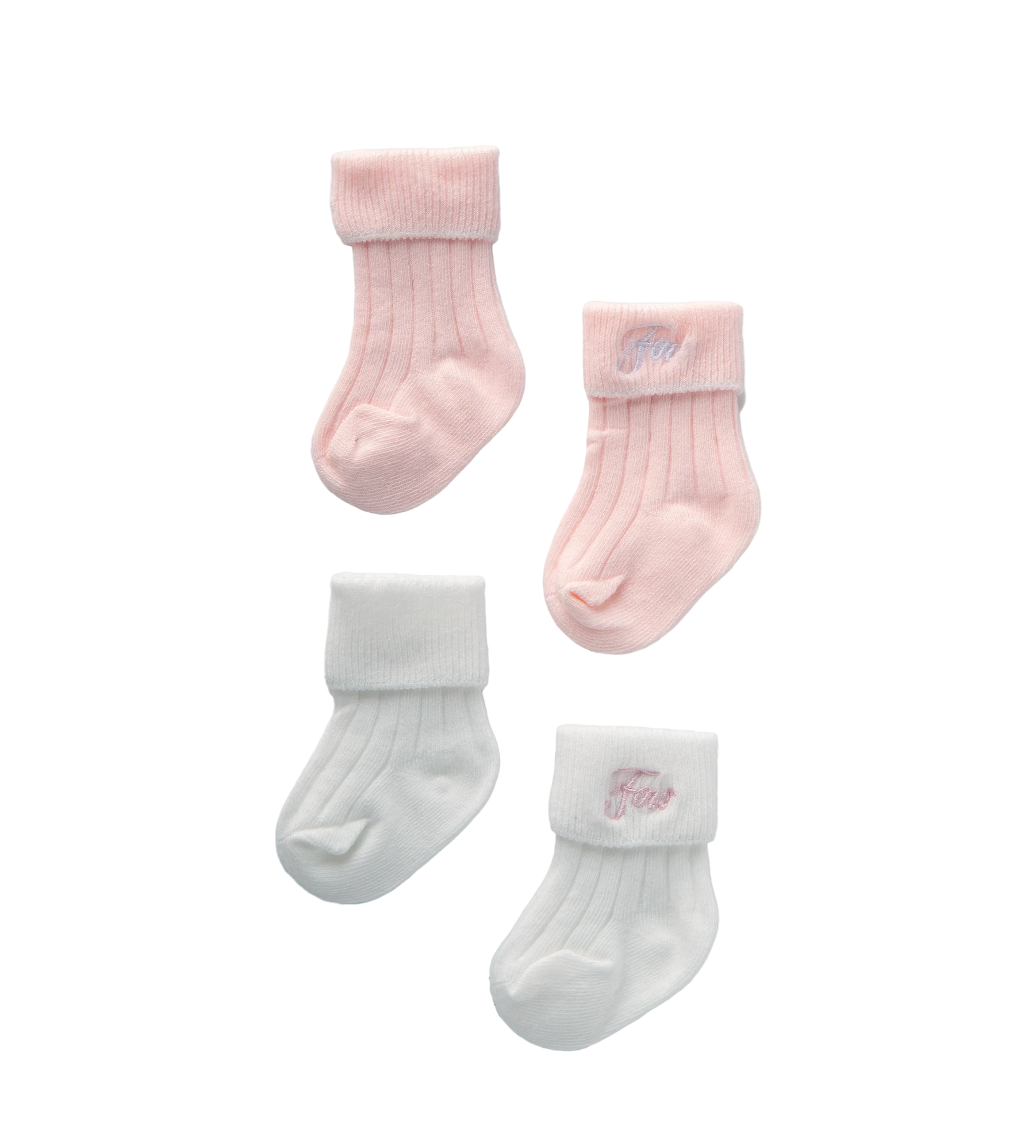 Babysokjes 2-pack Wit & Roze