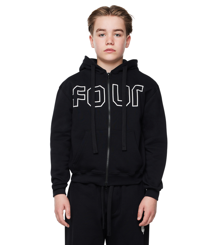 Outline Zip Up Hoodie Black
