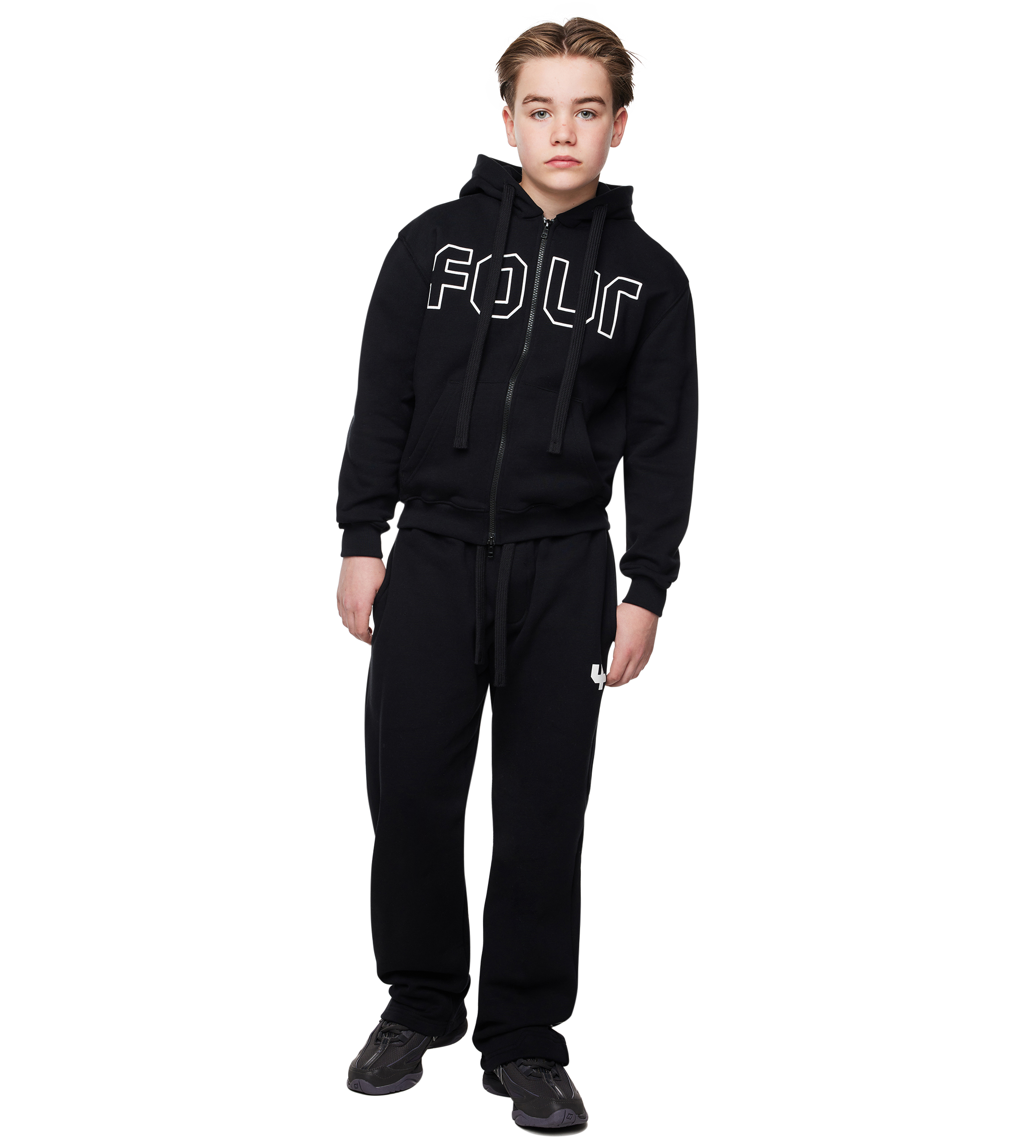 Outline Zip Up Hoodie Zwart