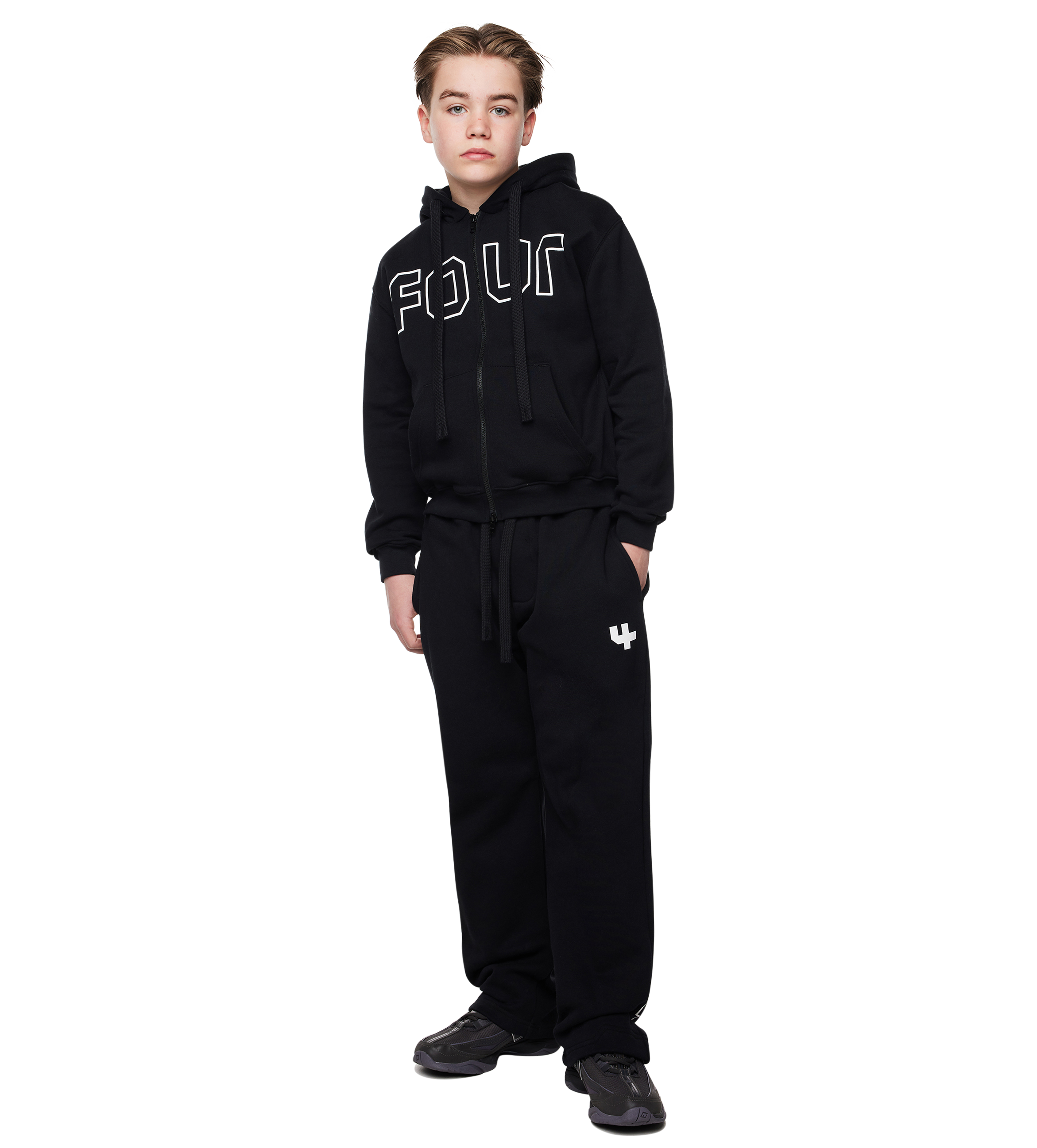 Outline Zip Up Hoodie Zwart